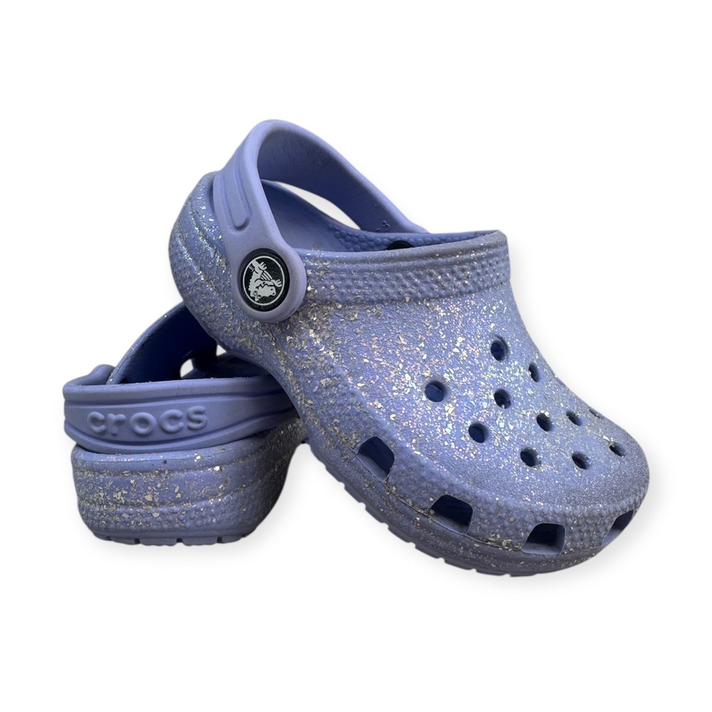 Kids Crocs Glitter Sparkle Clogs Purple Size C8